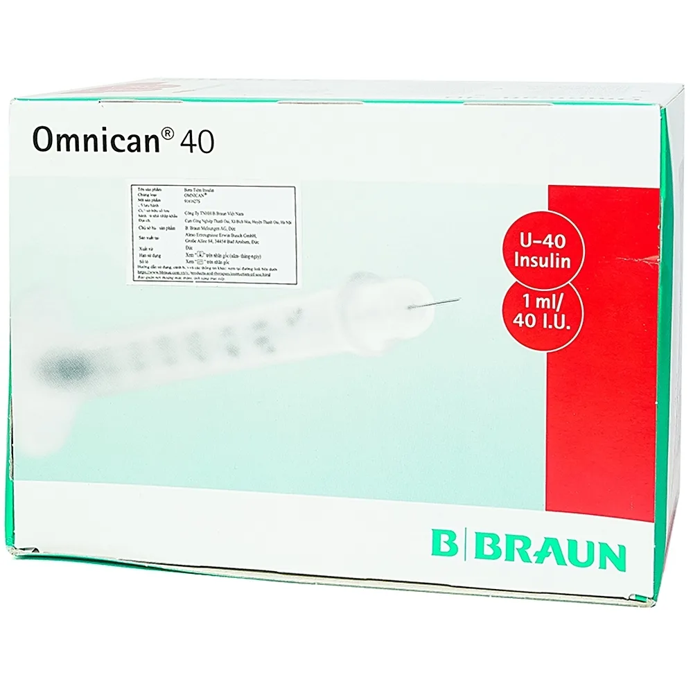 Hình ảnh Kim tiêm tiểu đường B.Braun Omnican 1ml/40 I.U màu đỏ dùng cho người tiểu đường (100 cái)