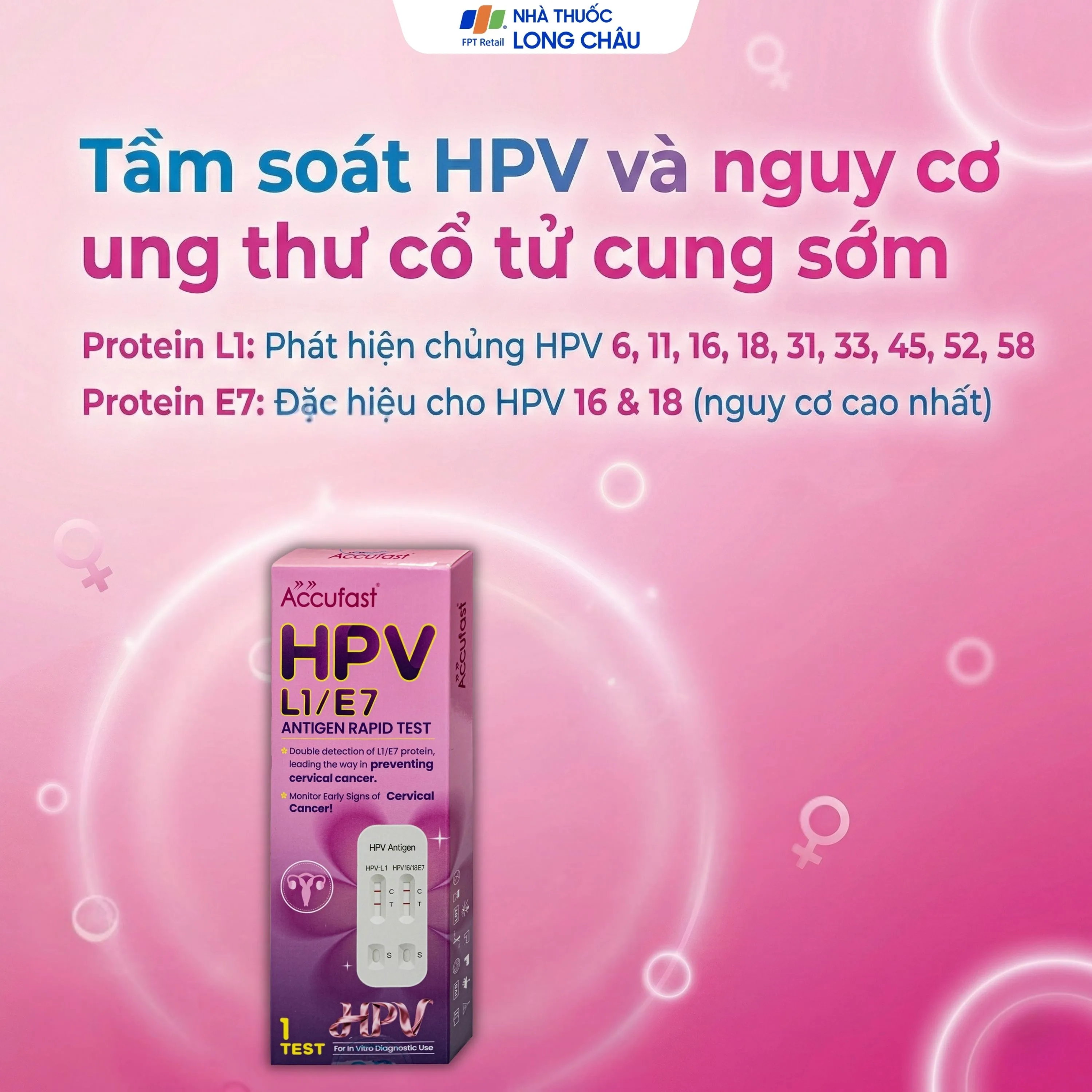 Hình ảnh Kit test HPV Accufast L1/E7 giúp phát hiện sớm nguy cơ ung thư cổ tử cung (1 kít)
