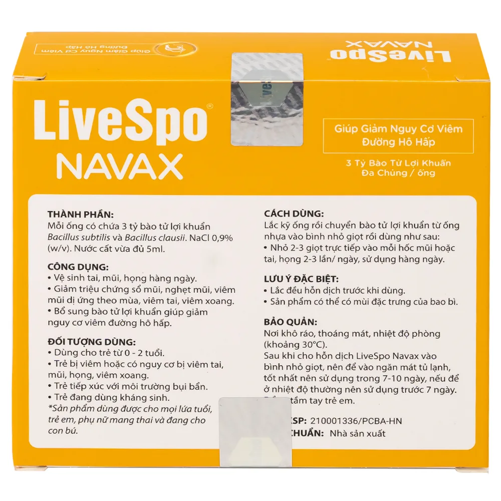 Hình ảnh Dung dịch vệ sinh tai, mũi, họng Livespo Navax 5ml giảm sổ mũi, viêm tai, viêm xoang (5 ống và 1 bình nhỏ giọt)