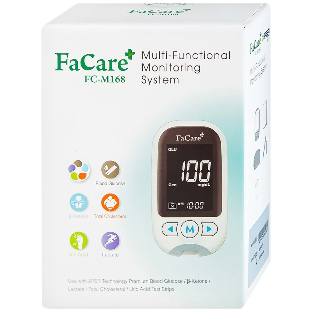 Hình ảnh Máy đo 5 in 1 FaCare+ FC-M168 (TD-4216) Bluetooth hỗ trợ đo Cholesterol, Acid Uric, Glucose 