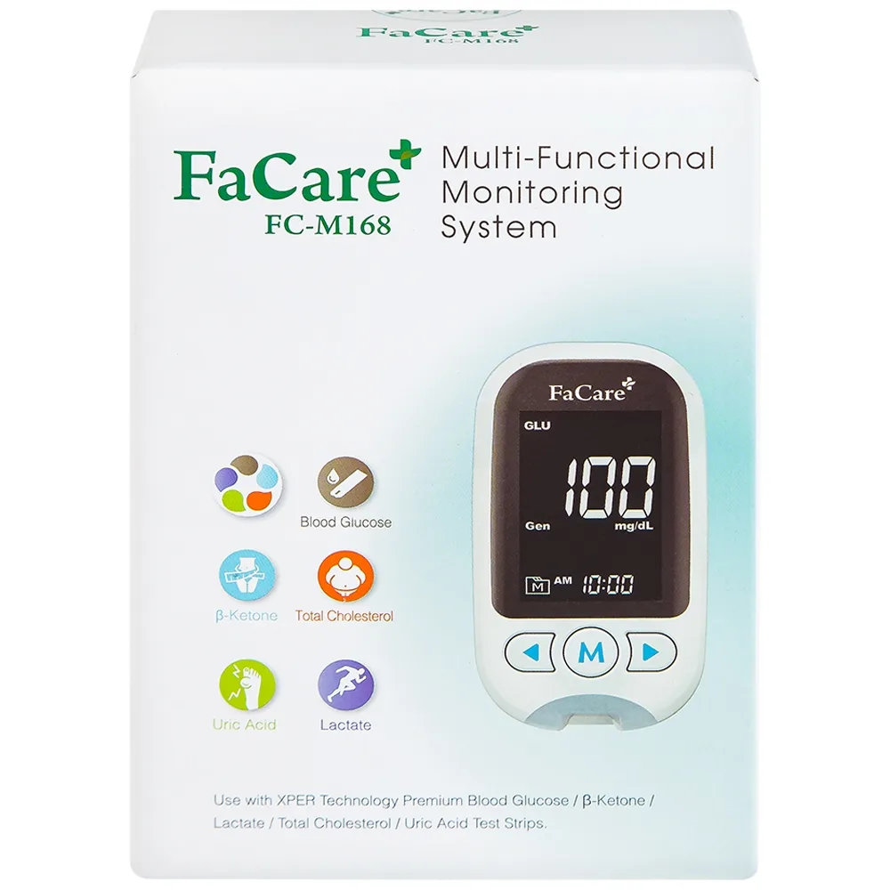 Hình ảnh Máy đo 5 in 1 FaCare+ FC-M168 (TD-4216) Bluetooth hỗ trợ đo Cholesterol, Acid Uric, Glucose 
