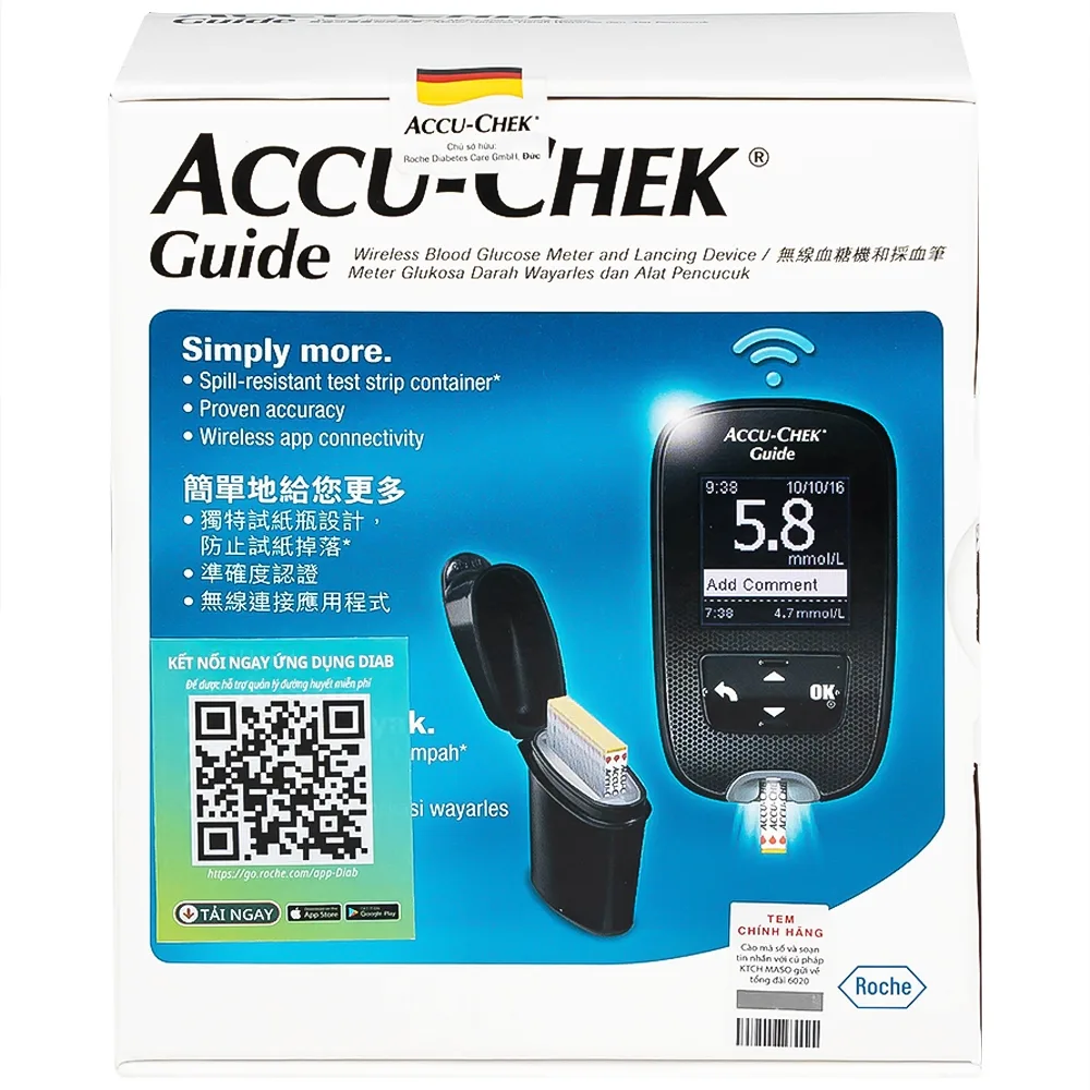 Hình ảnh Máy đo đường huyết Accu-Chek Guide đo nhanh chóng chỉ với một nút bấm và an toàn