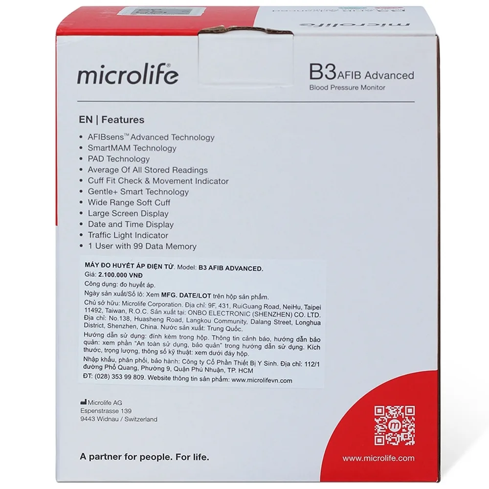 Hình ảnh Máy đo huyết áp bắp tay Microlife B3 AFIB Advanced hỗ trợ đo huyết áp, cảnh báo đột quỵ