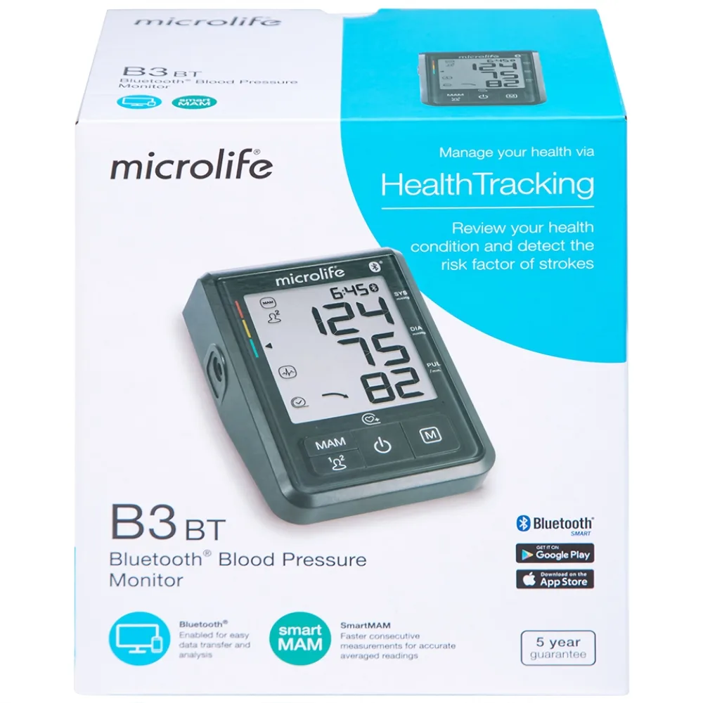 Hình ảnh Máy đo huyết áp bắp tay tự động Microlife B3 BT Bluetooth hỗ trợ đo huyết áp và nhịp tim