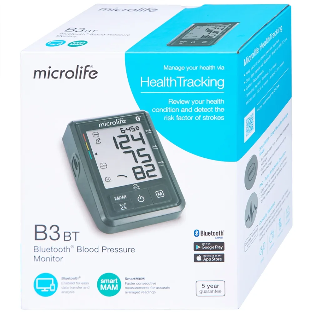 Hình ảnh Máy đo huyết áp bắp tay tự động Microlife B3 BT Bluetooth hỗ trợ đo huyết áp và nhịp tim