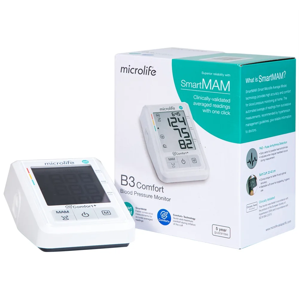 Hình ảnh Máy đo huyết áp bắp tay tự động Microlife B3 Comfort hỗ trợ đo huyết áp và nhịp tim