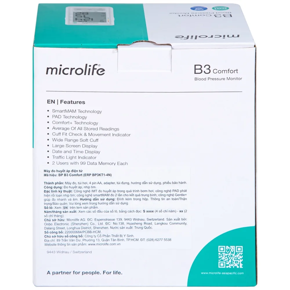 Hình ảnh Máy đo huyết áp bắp tay tự động Microlife B3 Comfort hỗ trợ đo huyết áp và nhịp tim