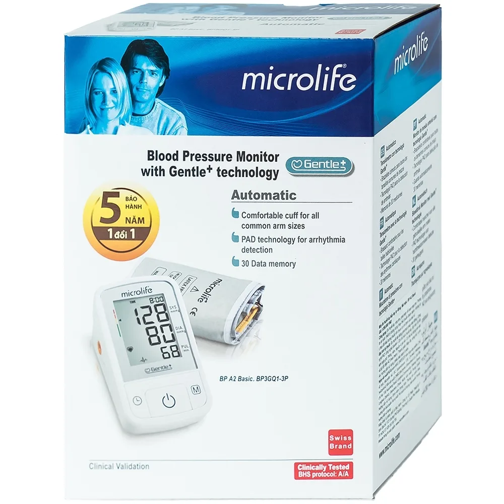 Hình ảnh Máy đo huyết áp bắp tay tự động Microlife BP A2 Basic hỗ trợ đo huyết áp và nhịp tim
