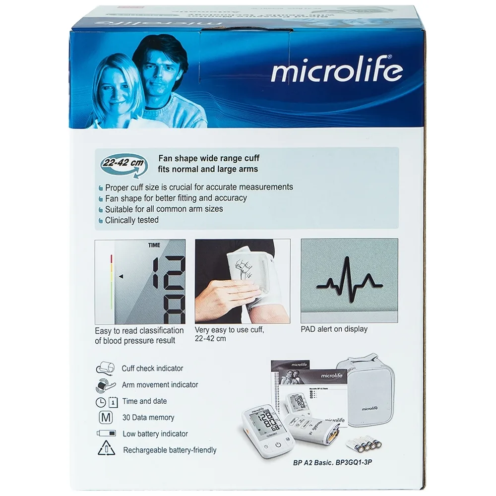 Hình ảnh Máy đo huyết áp bắp tay tự động Microlife BP A2 Basic hỗ trợ đo huyết áp và nhịp tim