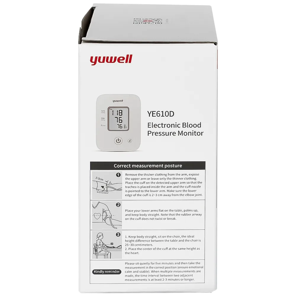 Hình ảnh Máy đo huyết áp điện tử bắp tay Yuwell YE610D bộ nhớ lưu trữ đến 80 lần, cho kết quả trung bình 3 lần đo