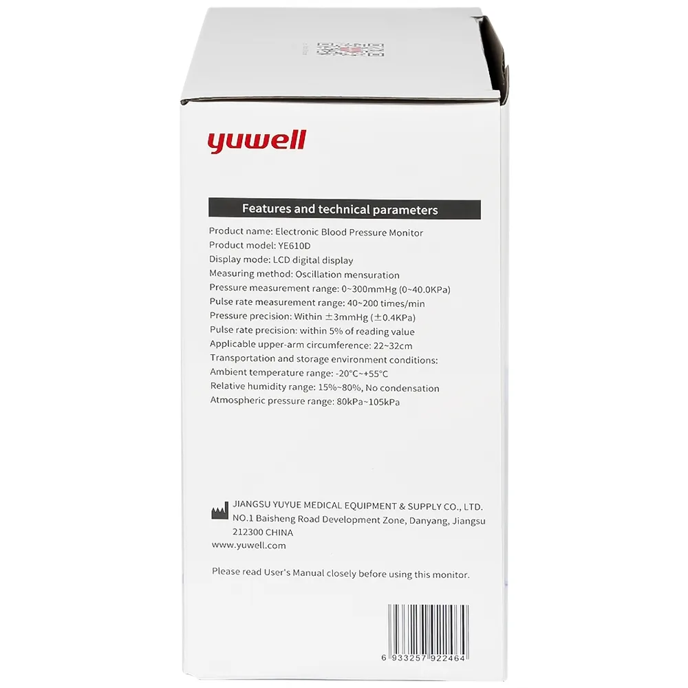 Hình ảnh Máy đo huyết áp điện tử bắp tay Yuwell YE610D bộ nhớ lưu trữ đến 80 lần, cho kết quả trung bình 3 lần đo