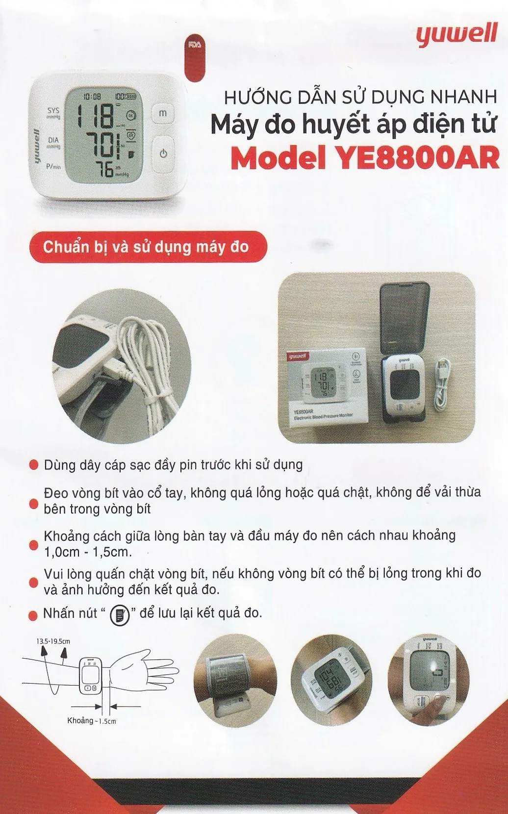 Hình ảnh Máy đo huyết áp điện tử cổ tay Yuwell YE8800AR cảnh báo rung nhĩ, ngăn ngừa đột quỵ