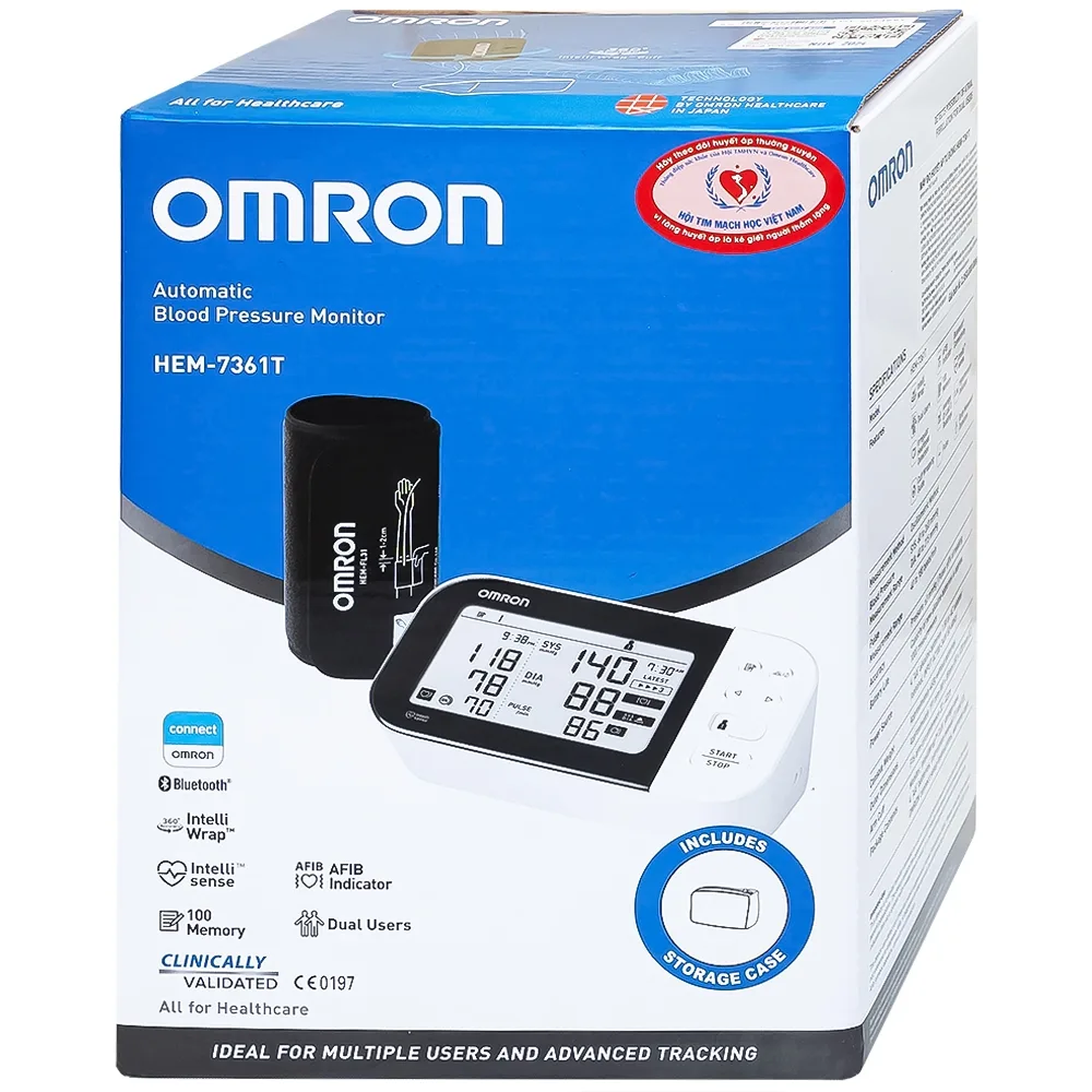 Hình ảnh Máy đo huyết áp bắp tay Omron HEM 7361T Afib hỗ trợ đo huyết áp, cảnh báo đột quỵ