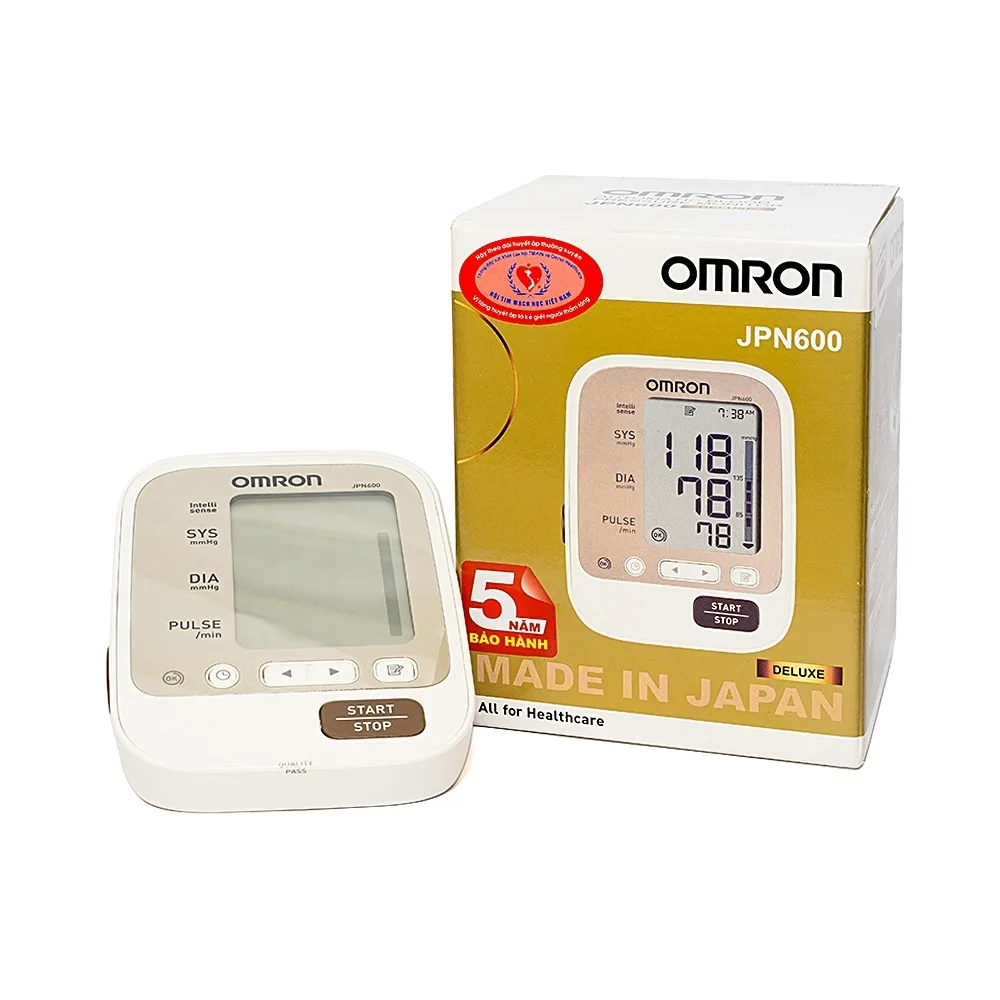 Hình ảnh Máy đo huyết áp bắp tay tự động Omron JPN600 công nghệ IntelliWrap, hiển thị kết quả trung bình của 3 lần đo cuối