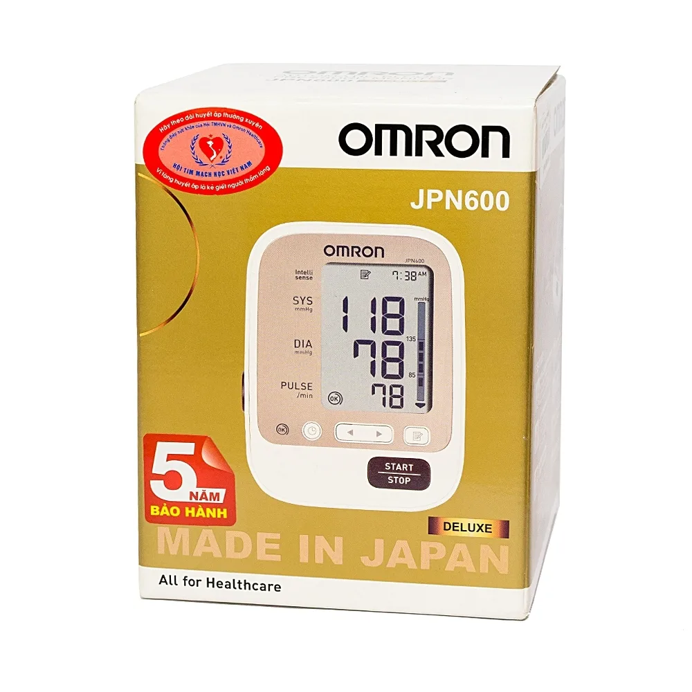 Hình ảnh Máy đo huyết áp bắp tay tự động Omron JPN600 công nghệ IntelliWrap, hiển thị kết quả trung bình của 3 lần đo cuối