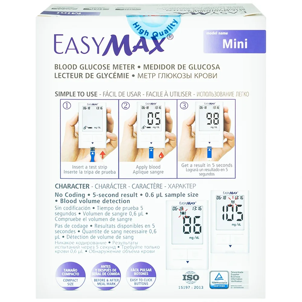 Hình ảnh Má́y thử đường huyết Easy Max Mini hỗ trợ đo lượng đường trong máu