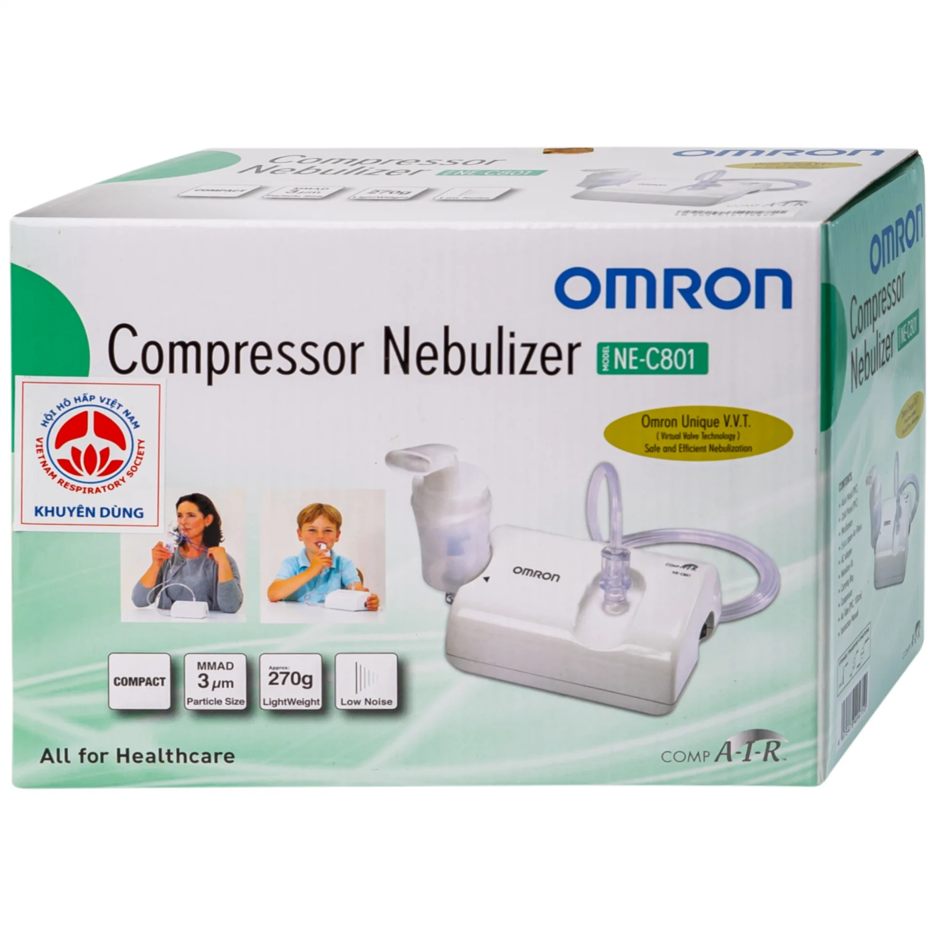 Hình ảnh Máy xông khí dung Omron NE-C801 kiểm soát hen suyễn, viêm phế quản mãn tính (1 cái)