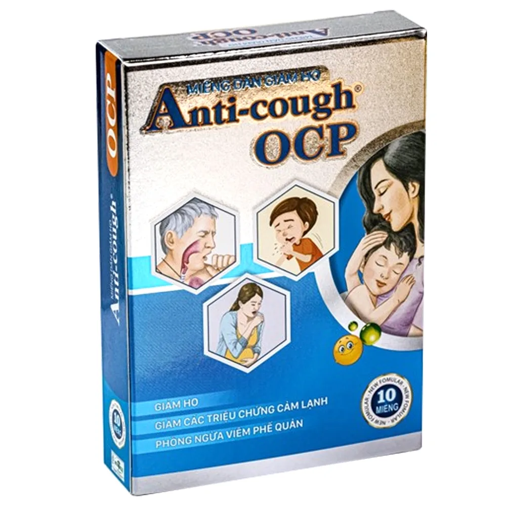 Hình ảnh Miếng dán giảm ho Anti-Cough Ocean Pharm giảm đờm, khò khè, khó thở, nghẹt mũi (10 miếng)
