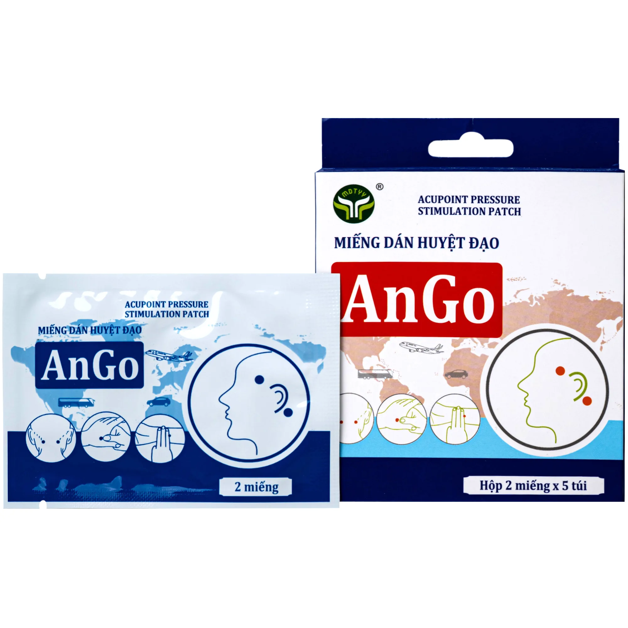 Hình ảnh Miếng dán huyệt đạo ango Mdtyy chống say tàu xe (5 túi x 2 miếng) 