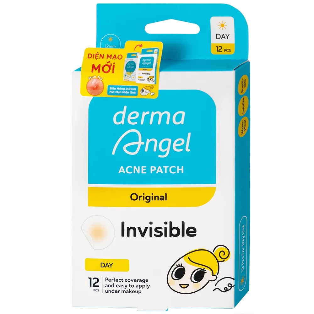 Hình ảnh Miếng dán mụn ban ngày DermaAngel hút mụn nhanh chóng và làm lành vết thương sau mụn (12 miếng x 15g)
