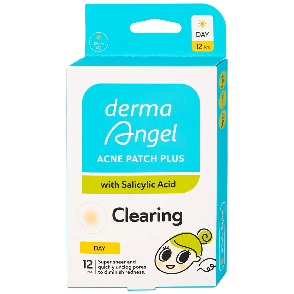Hình ảnh Miếng dán mụn ban ngày Derma Angel Plus (12 miếng) hút dịch mủ, làm lành vết thương nhanh chóng