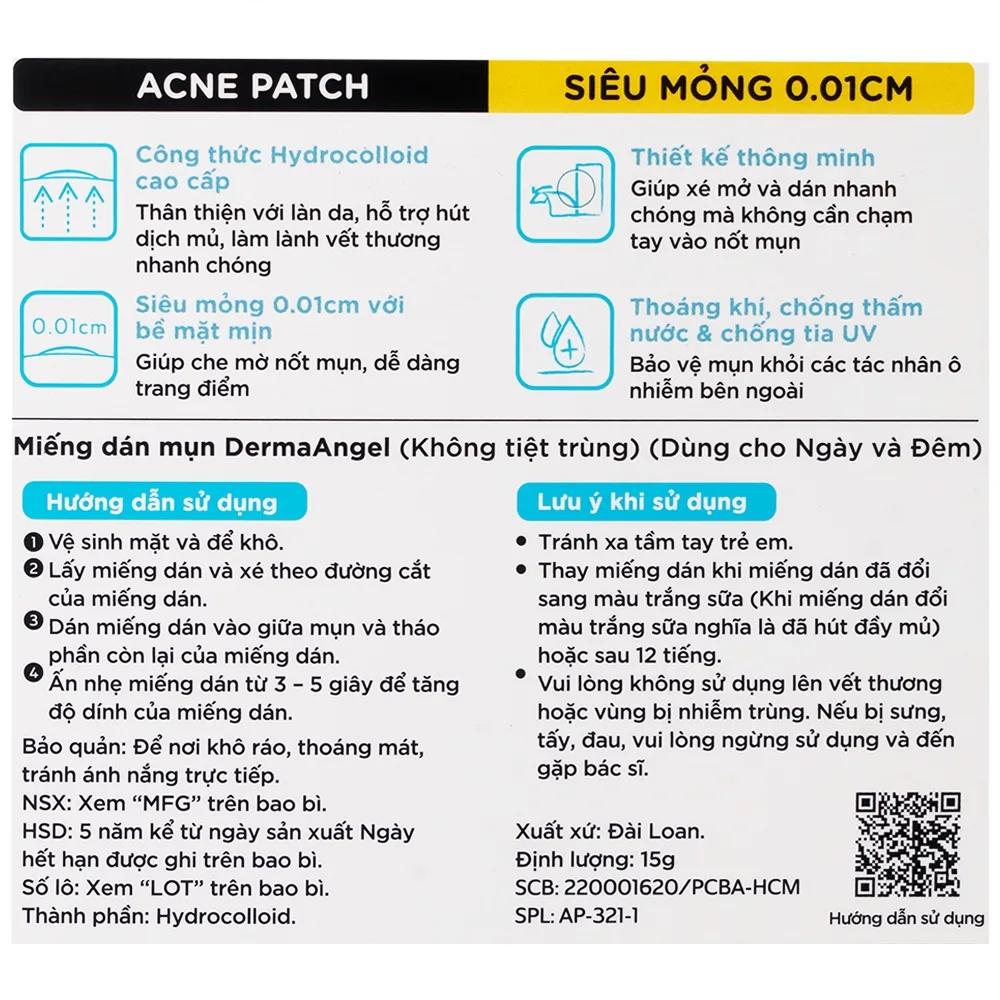 Hình ảnh Miếng dán mụn ngày và đêm Derma Angel (12Đ + 6N miếng) hút mụn, làm lành vết thương sau mụn