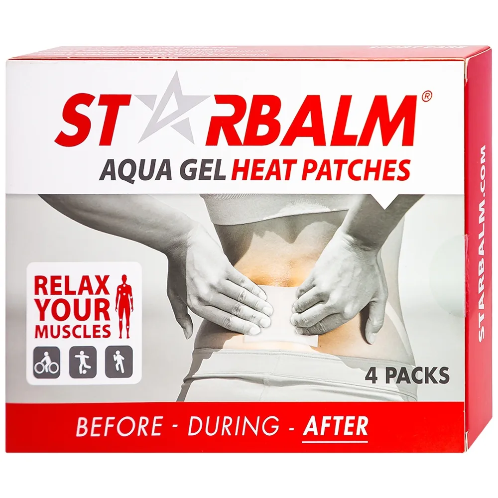 Hình ảnh Miếng dán nhiệt Starbalm Aqua Gel Warm Plaster Heat Patches hỗ trợ giảm đau nhanh, kháng viêm (4 gói)