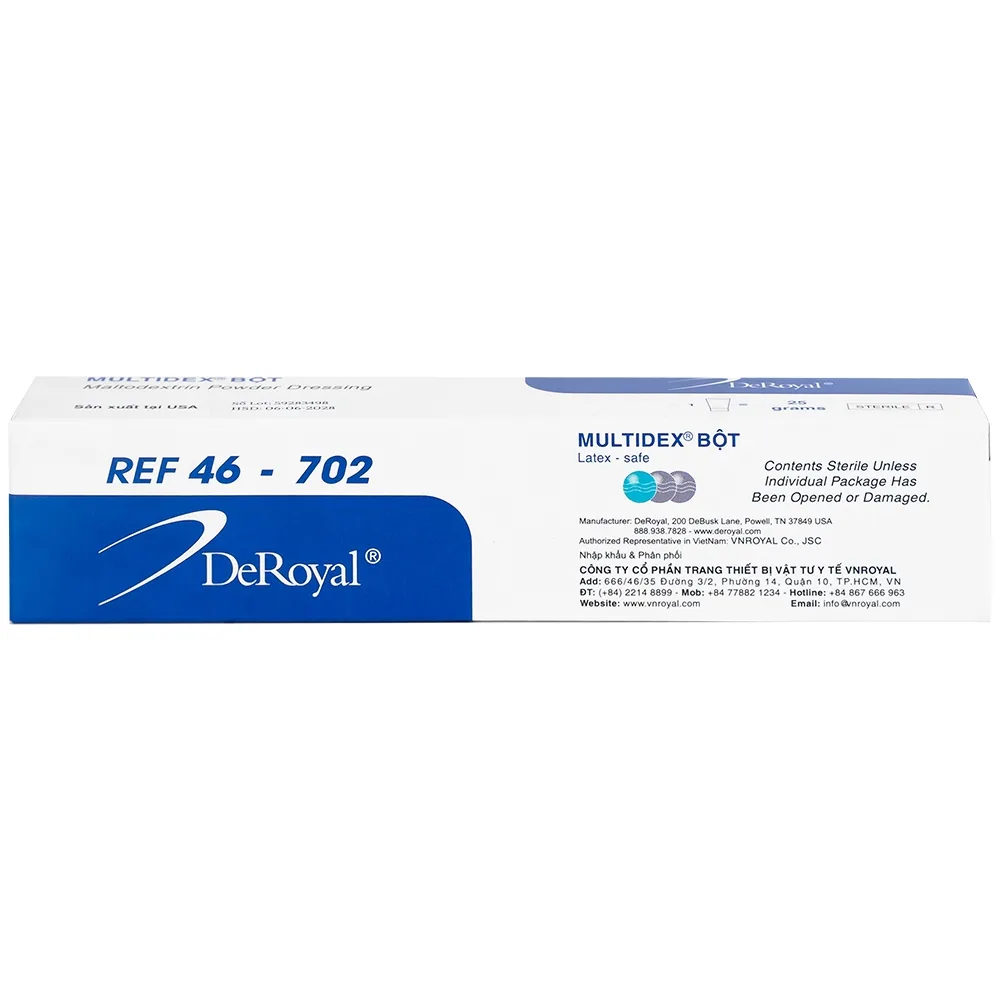Hình ảnh Bột Multidex 25g DeRoyal hỗ trợ điều trị viêm nhiễm da, làm lành các vết loét mãn tính