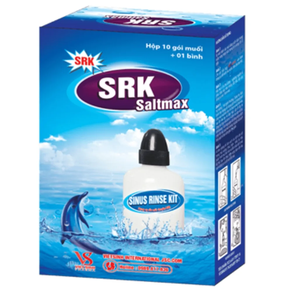Hình ảnh Muối rửa mũi SRK Saltmax kèm bình được sử dụng để vệ sinh mũi (10 gói + 1 bình)