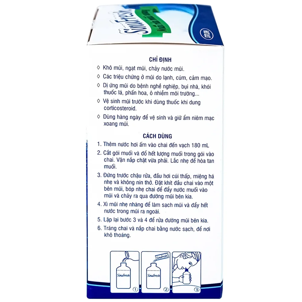 Hình ảnh Muối rửa mũi xoang SinuFresh Cát Linh dùng cho khô mũi, ngạt mũi, chảy nước mũi (30 gói + 1 chai 180ml)
