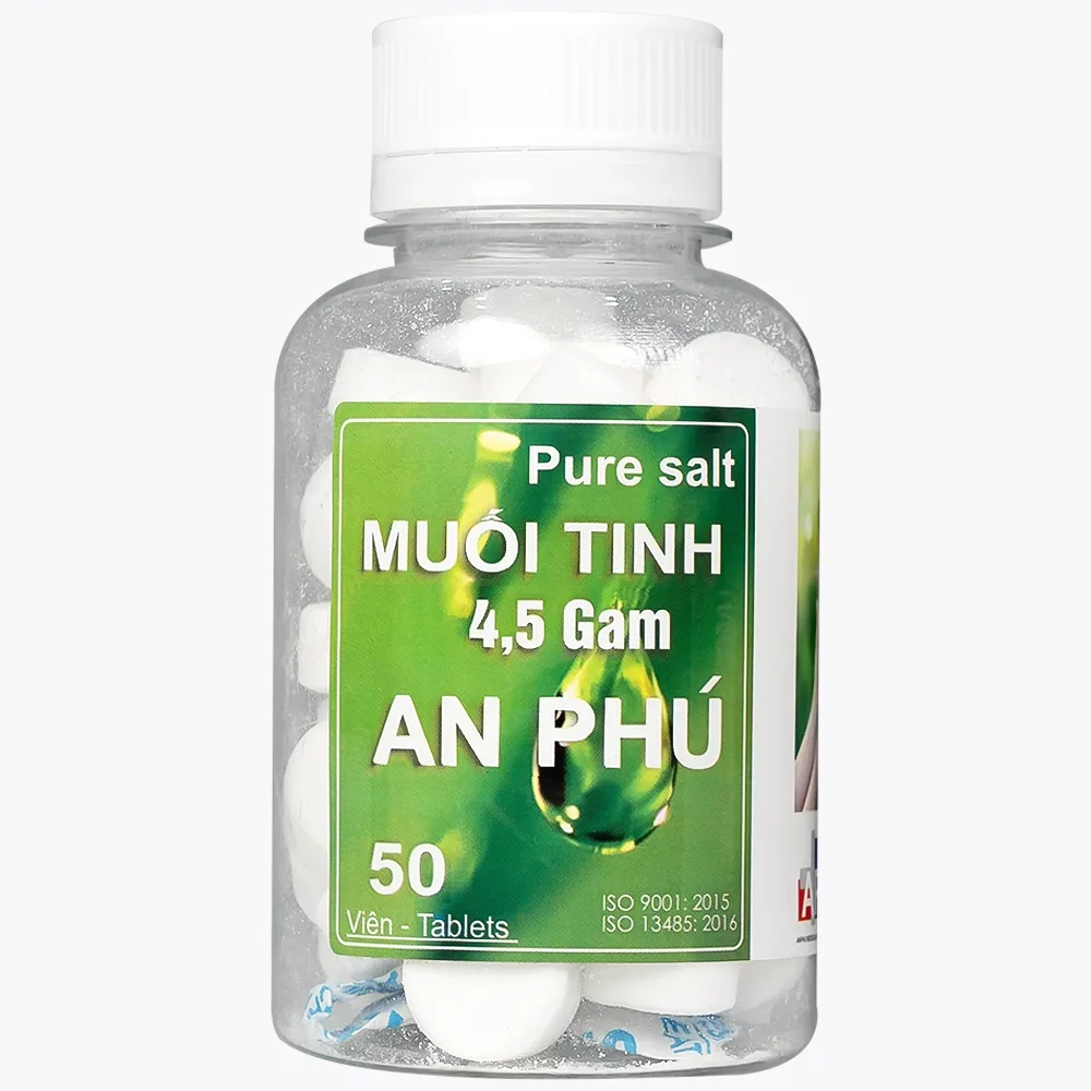 Hình ảnh Muối tinh 4.5g An Phú - nước muối sinh lý gia đình tự pha dùng rửa mũi (50 viên)