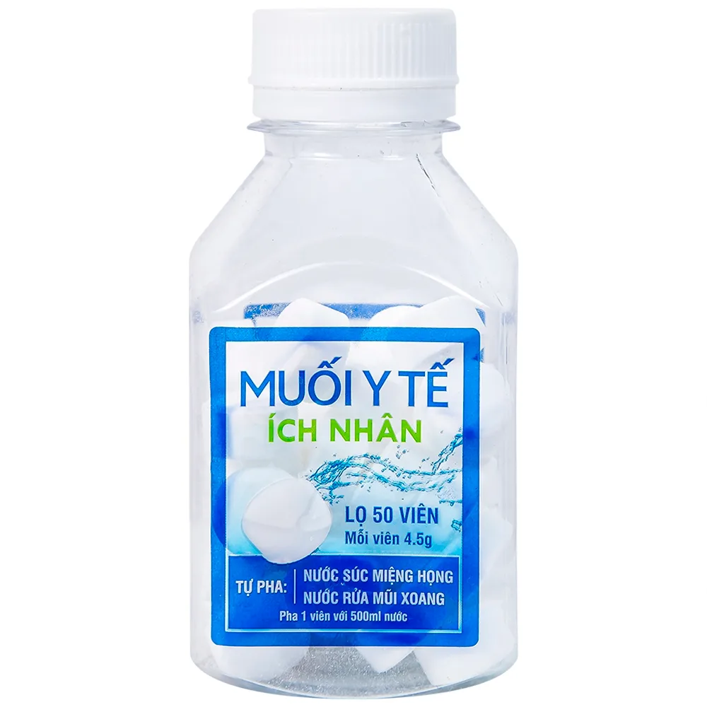 Hình ảnh Muối Y Tế Ích Nhân dùng pha nước súc miệng họng, rửa mũi (50 viên x 4.5g)