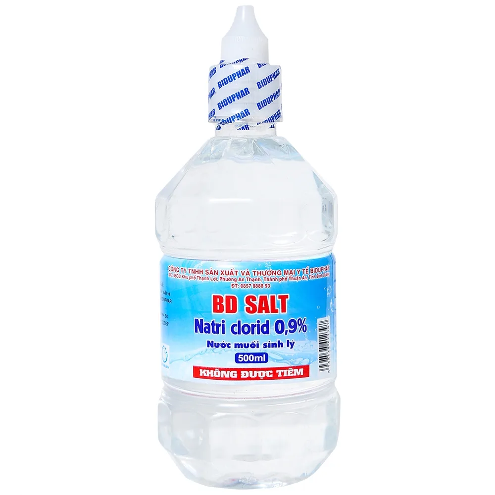 Hình ảnh Nước muối sinh lý Biduphar Natri Clorid 0.9% dùng để súc miệng hằng ngày (20 chai)