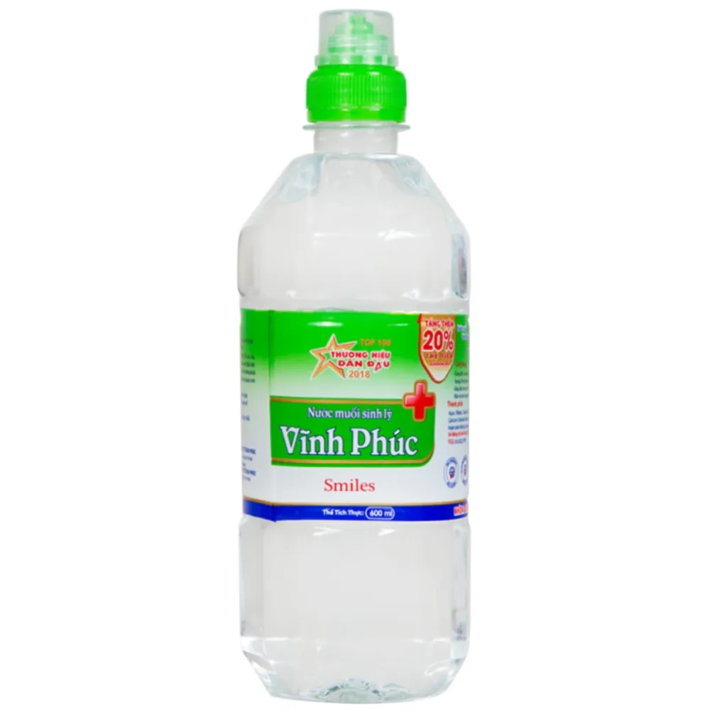 Hình ảnh Nước muối Vĩnh Phúc Natriclorid 0.9% Smiles làm sạch răng, khử mùi hôi khoang miệng (600ml)