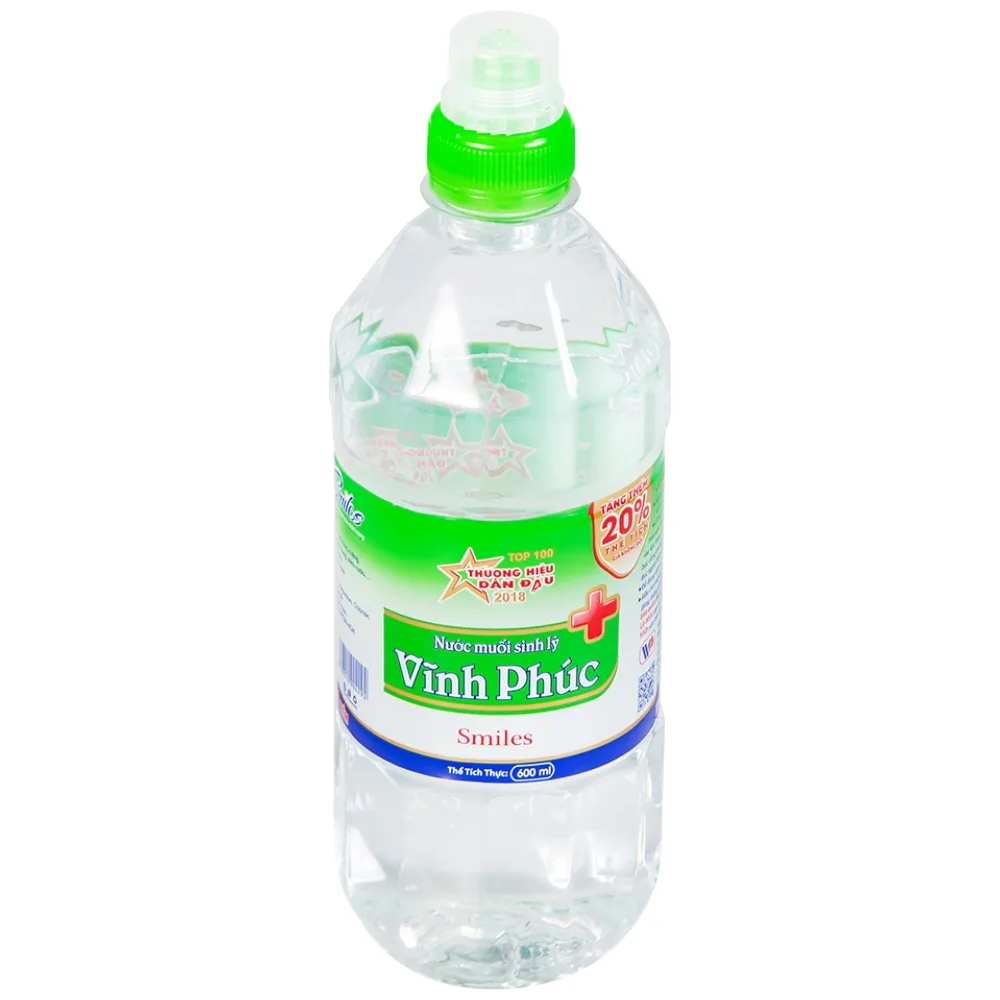 Hình ảnh Nước muối Vĩnh Phúc Natriclorid 0.9% Smiles làm sạch răng, khử mùi hôi khoang miệng (600ml)