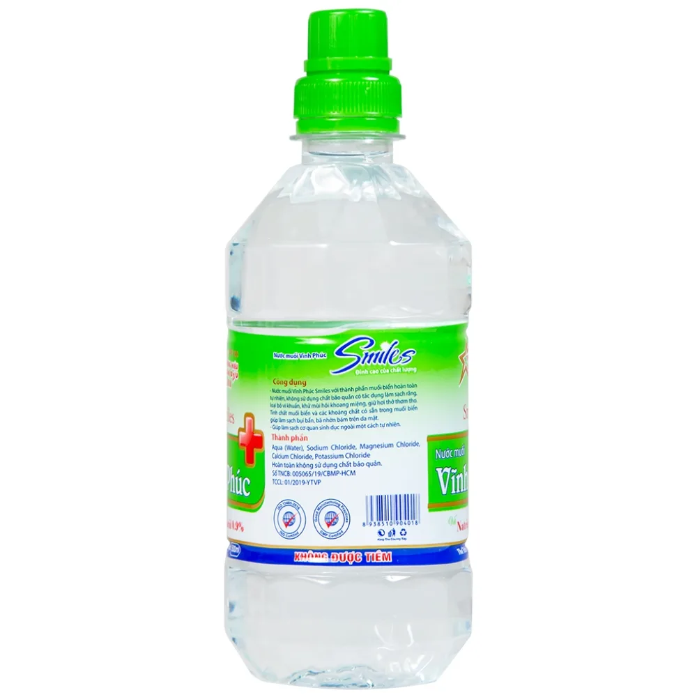 Hình ảnh Nước muối Vĩnh Phúc Natriclorid 0.9% làm sạch răng, khử mùi hôi khoang miệng (500ml)