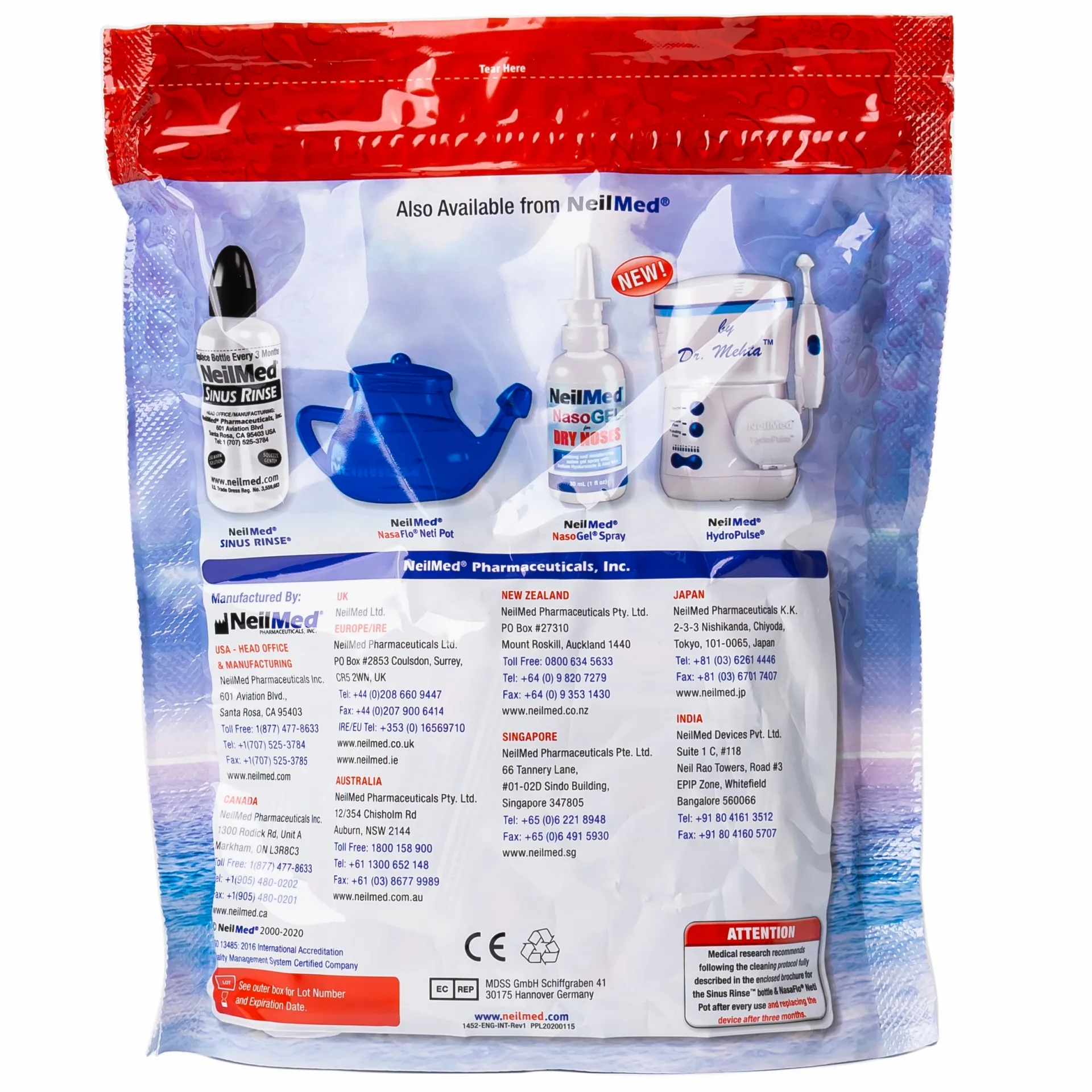 Hình ảnh Bộ dụng cụ 1 bình + 60 gói bột rửa mũi NeilMed Sinus Rinse làm sạch và ngăn ngừa chứng viêm mũi dị ứng