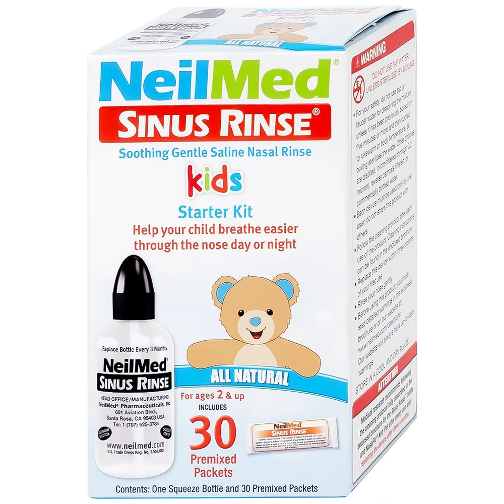 Hình ảnh Bộ vệ sinh mũi 1 bình + 30 gói NeilMed Sinus Rinse Kids vệ sinh mũi xoang cho trẻ