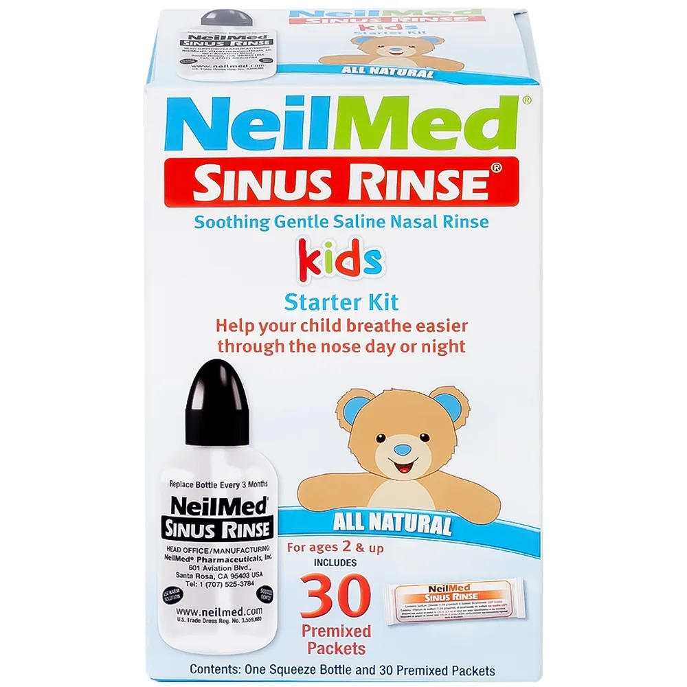 Hình ảnh Bộ vệ sinh mũi 1 bình + 30 gói NeilMed Sinus Rinse Kids vệ sinh mũi xoang cho trẻ 