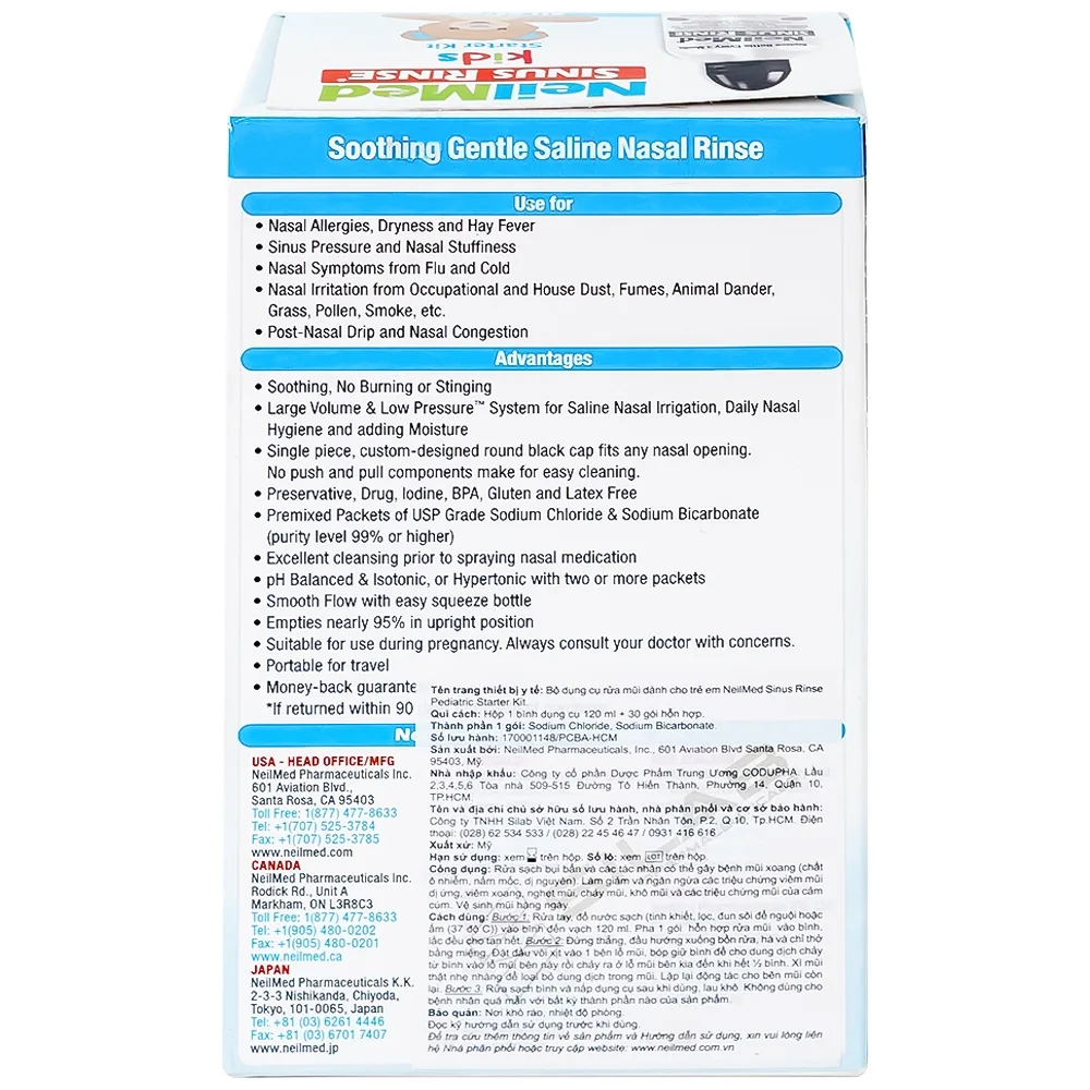 Hình ảnh Bộ vệ sinh mũi 1 bình + 30 gói NeilMed Sinus Rinse Kids vệ sinh mũi xoang cho trẻ 