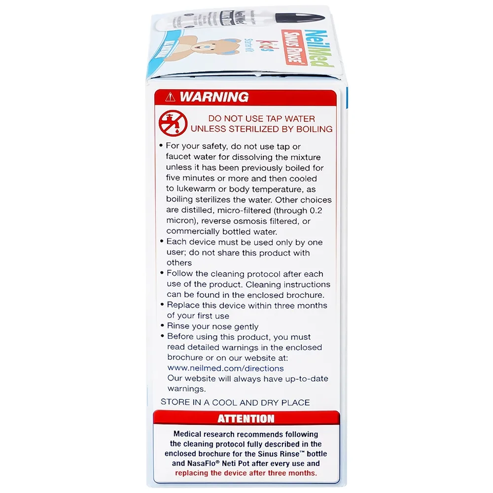 Hình ảnh Bộ vệ sinh mũi 1 bình + 30 gói NeilMed Sinus Rinse Kids vệ sinh mũi xoang cho trẻ 