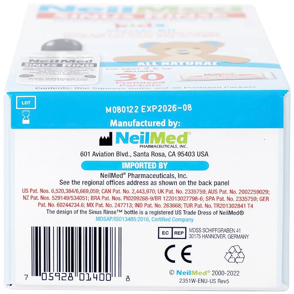 Hình ảnh Bộ vệ sinh mũi 1 bình + 30 gói NeilMed Sinus Rinse Kids vệ sinh mũi xoang cho trẻ 