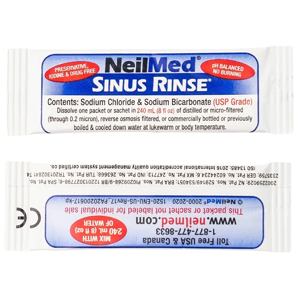 Hình ảnh Gói hỗn hợp pha dung dịch rửa mũi NeilMed Sinus Rinse giảm và ngăn ngừa các chứng viêm mũi dị ứng (120 gói)