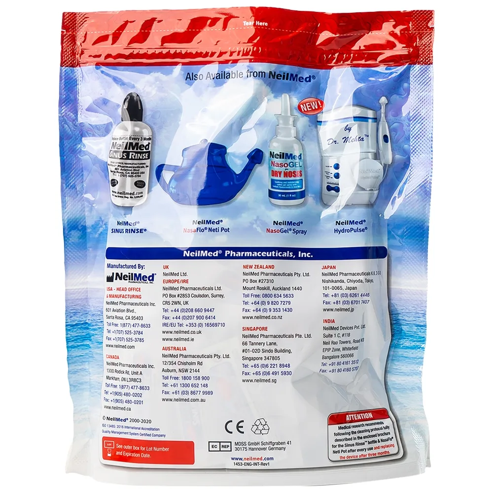 Hình ảnh Gói hỗn hợp pha dung dịch rửa mũi NeilMed Sinus Rinse giảm và ngăn ngừa các chứng viêm mũi dị ứng (120 gói)