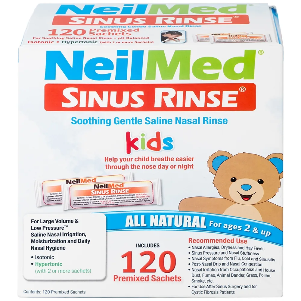 Hình ảnh Muối rửa mũi Neilmed Sinus Rinse Kids giảm và ngăn ngừa các chứng viêm mũi dị ứng cho trẻ (120 gói)