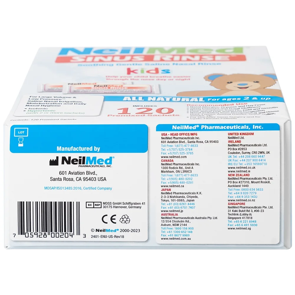 Hình ảnh Muối rửa mũi Neilmed Sinus Rinse Kids giảm và ngăn ngừa các chứng viêm mũi dị ứng cho trẻ (120 gói)