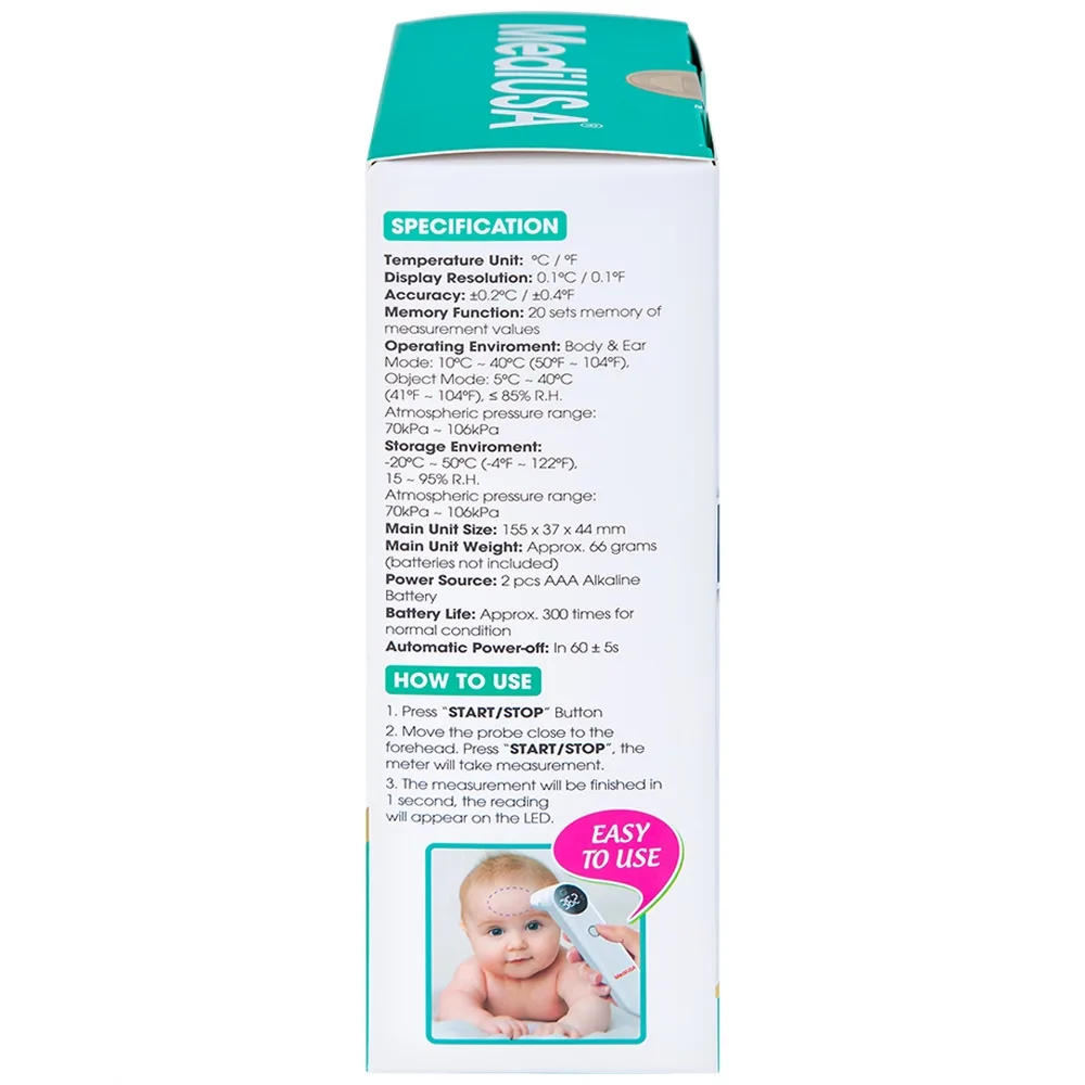 Hình ảnh Nhiệt kế hồng ngoại MediUSA TP-336 đo không chạm, cho kết quả nhanh trong 3 giây