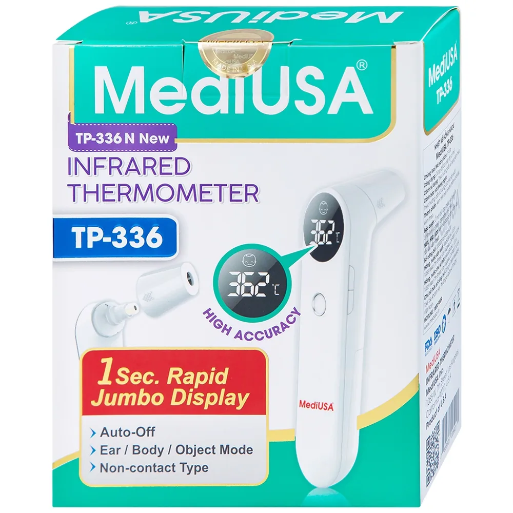 Hình ảnh Nhiệt kế hồng ngoại MediUSA TP-336 đo không chạm, cho kết quả nhanh trong 3 giây