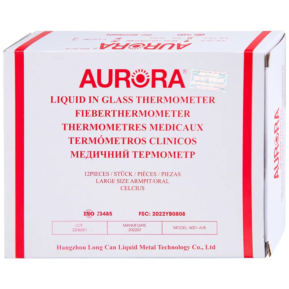 Hình ảnh Nhiệt kế thủy tinh Aurora HMP 6001-A/B đo thân nhiệt có vạch chia độ rõ nét (12 Cái)