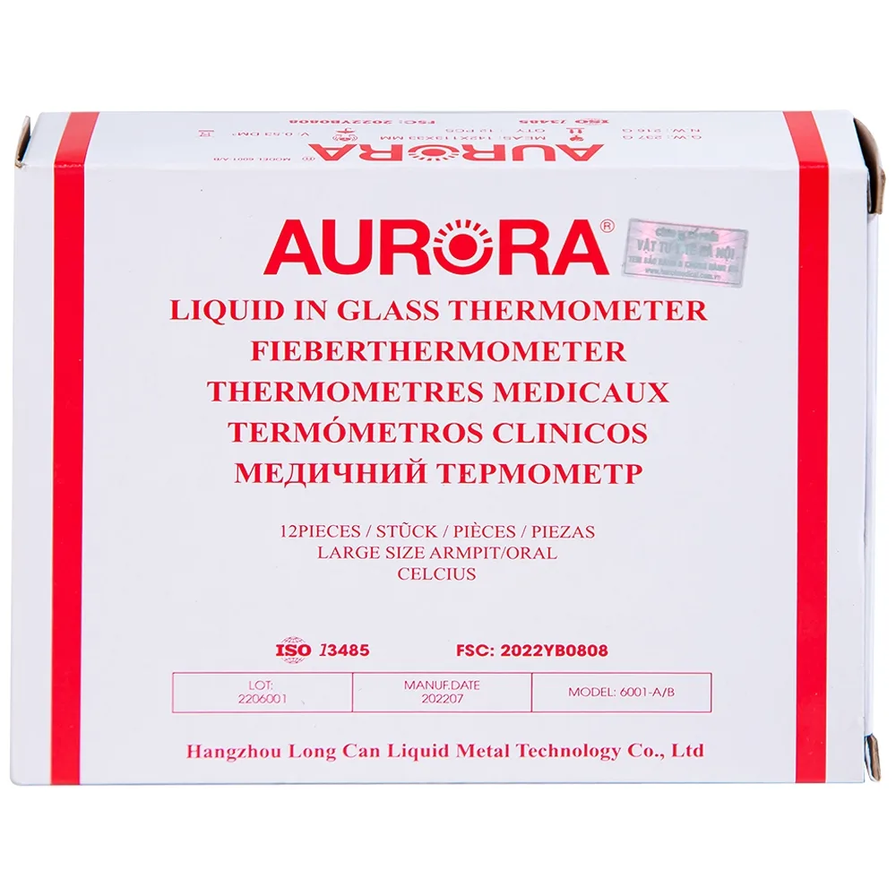 Hình ảnh Nhiệt kế thủy tinh Aurora HMP 6001-A/B đo thân nhiệt có vạch chia độ rõ nét (12 Cái)